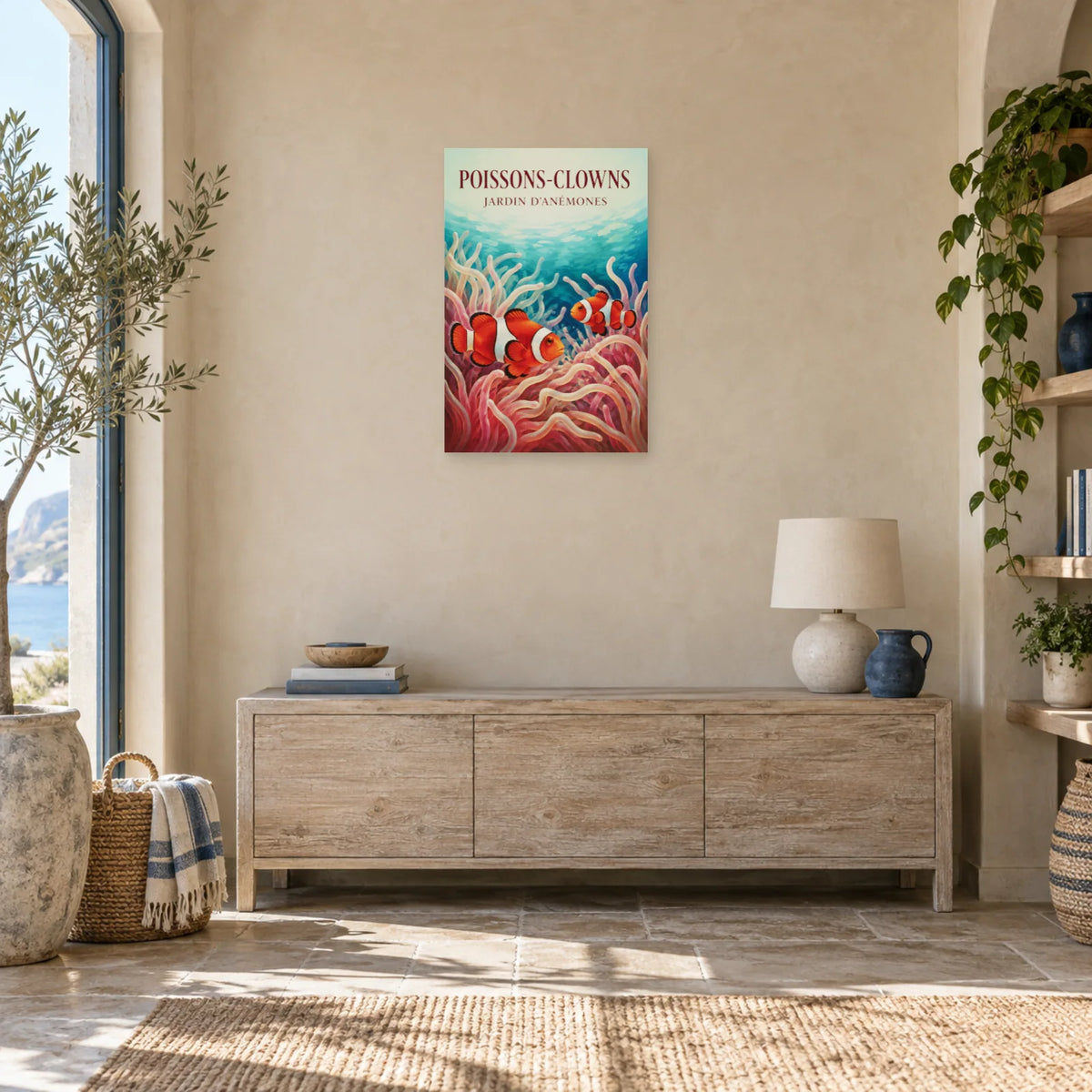 Affiche Poissons-clowns - Jardin d’anémones dans une entrée ou un couloir - Art Virtuoso