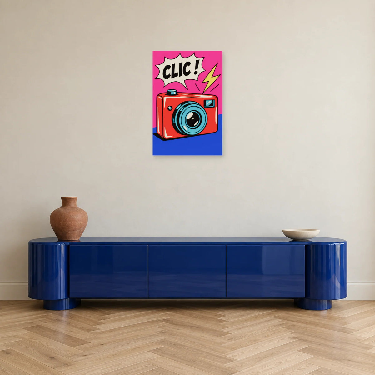 Affiche Pop art Appareil photo clic dans une entrée ou un couloir - Art Virtuoso