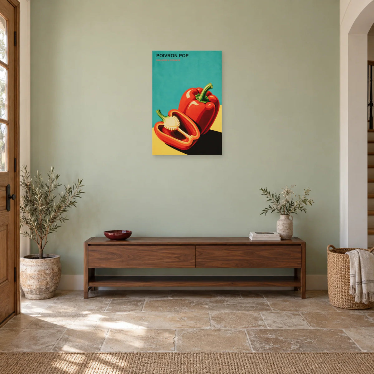 Affiche Poivron Pop – Couleurs à Croquer dans une entrée ou un couloir - Art Virtuoso
