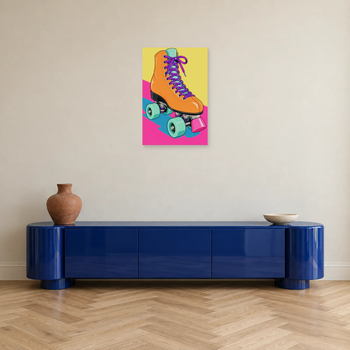 Affiche Pop art Patin quatre roues dans une entrée ou un couloir - Art Virtuoso