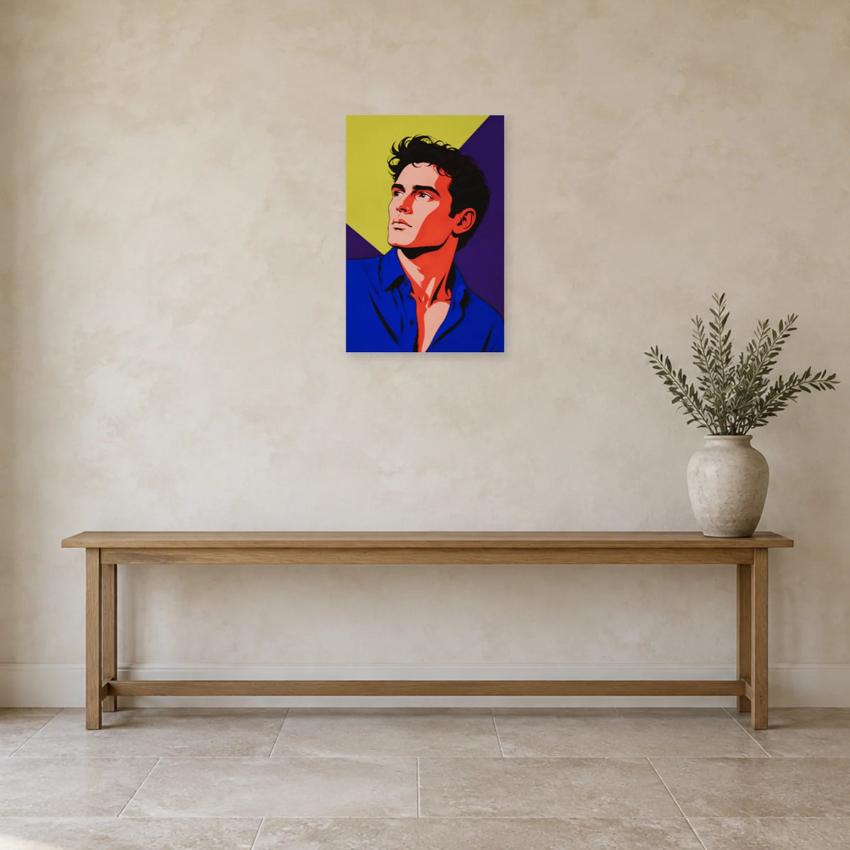 Affiche Portrait pop, regard électrique dans une entrée ou un couloir - Art Virtuoso