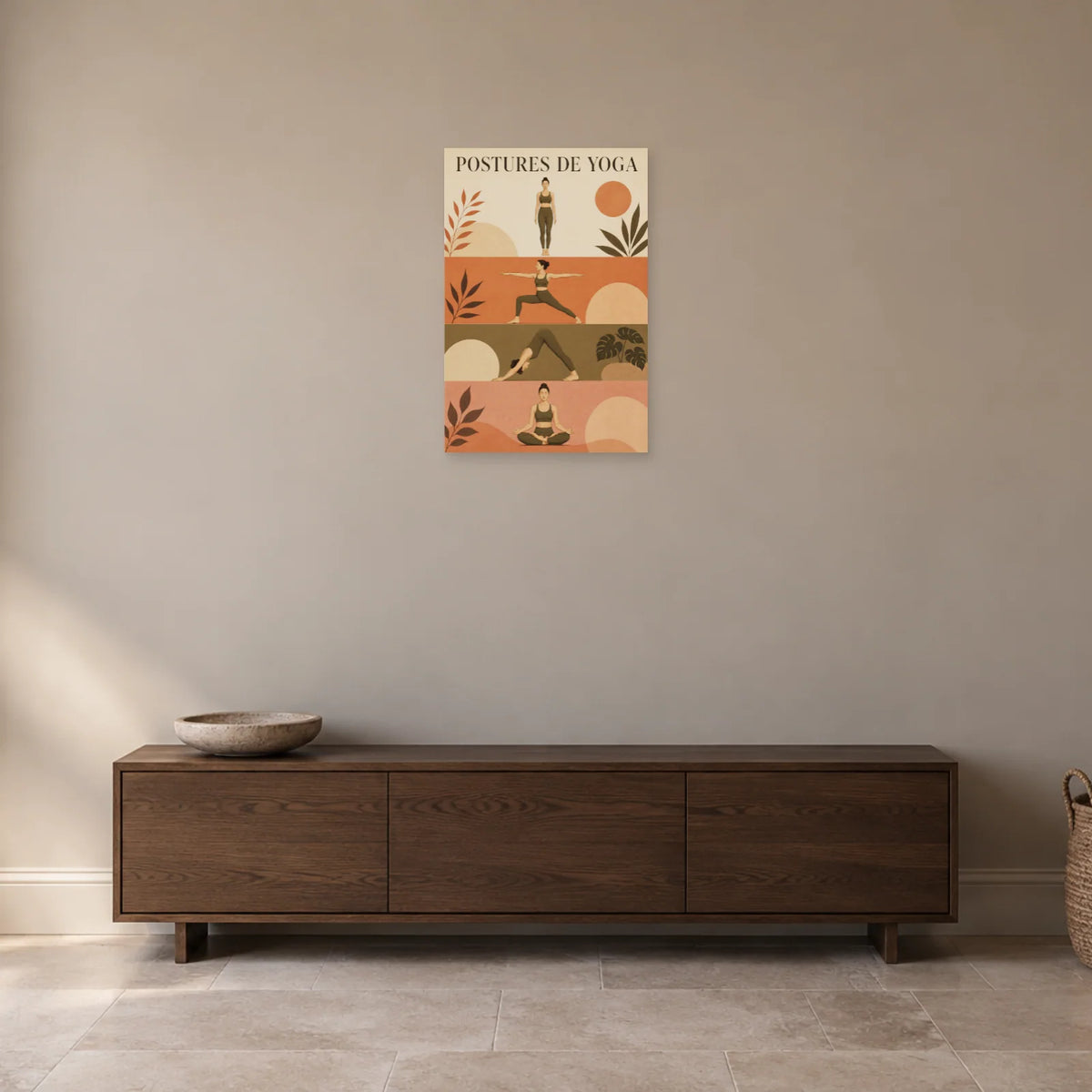 Affiche Postures de yoga dans une entrée ou un couloir - Art Virtuoso