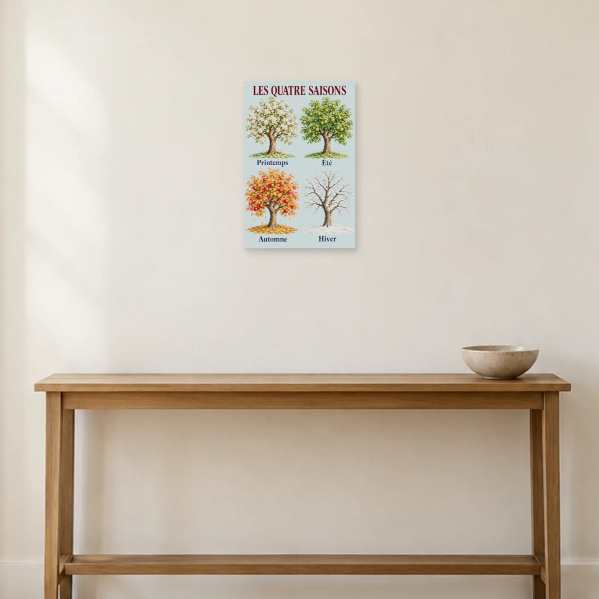 Affiche Quatre saisons - Le pommier au fil du temps dans une entrée ou un couloir - Art Virtuoso