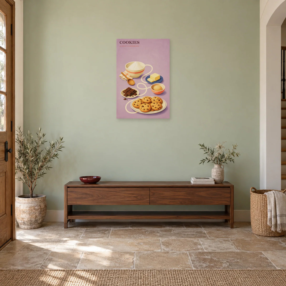 Affiche Cookies – La Recette Gourmande dans une entrée ou un couloir - Art Virtuoso