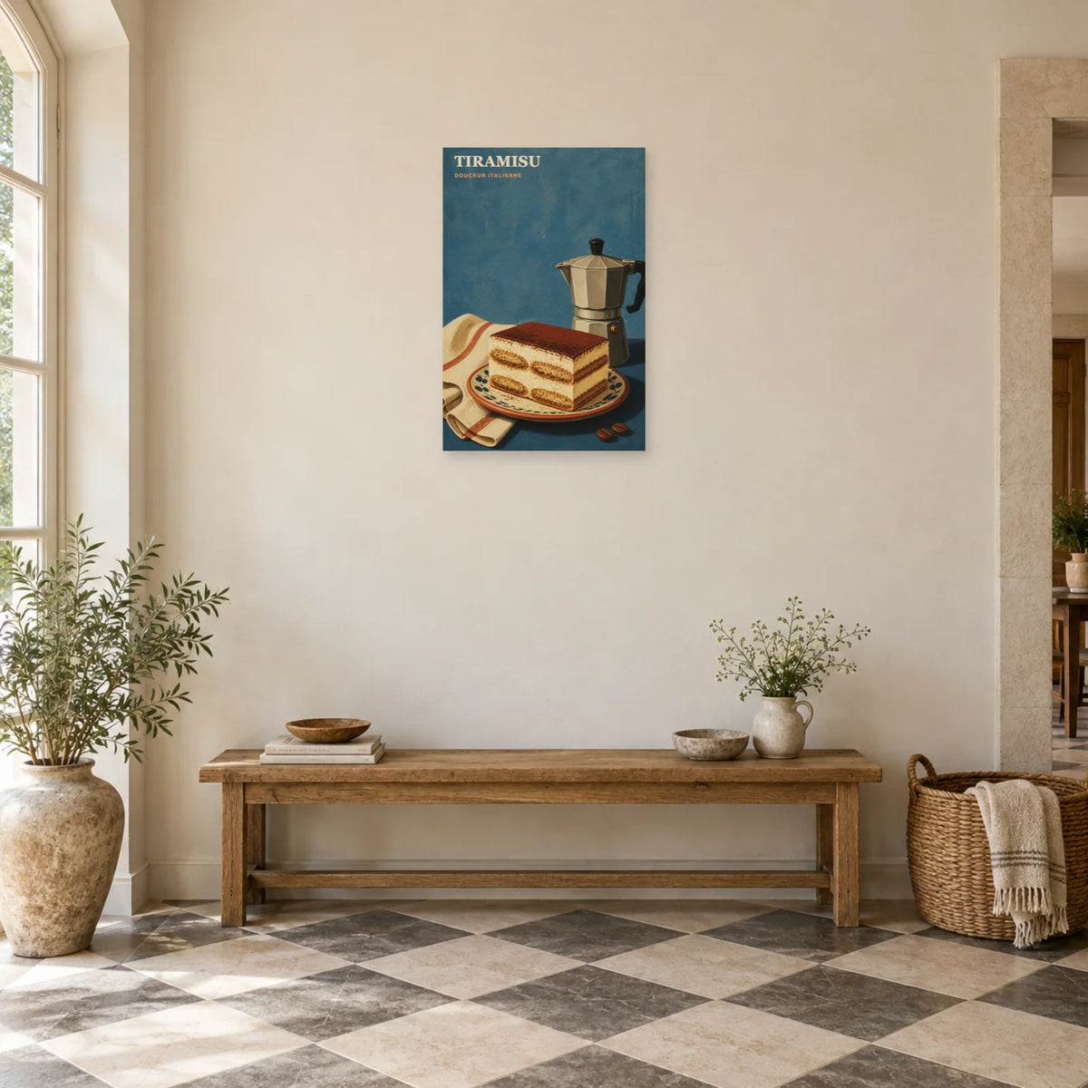 Affiche Tiramisu – Douceur Italienne dans une entrée ou un couloir - Art Virtuoso