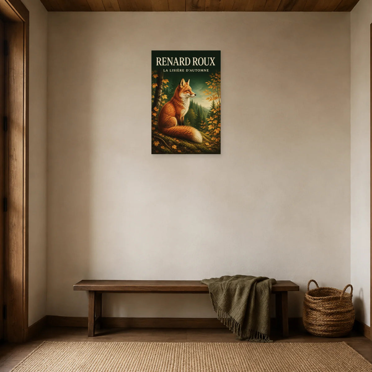 Affiche Renard roux, la lisière d’automne dans une entrée ou un couloir - Art Virtuoso