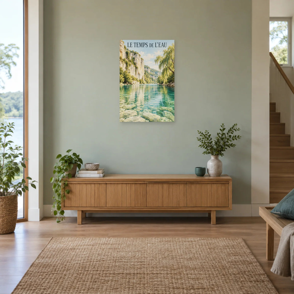 Affiche Rivière aux falaises calcaires – Le temps de l’eau dans une entrée ou un couloir - Art Virtuoso
