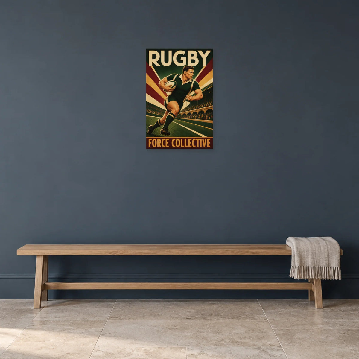 Affiche Rugby – Force collective dans une entrée ou un couloir - Art Virtuoso
