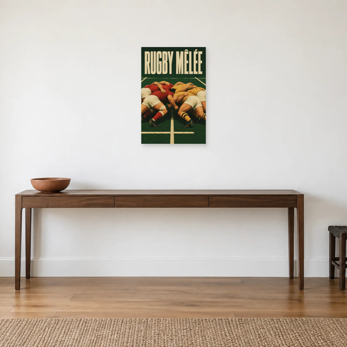 Affiche Rugby – Mêlée dans une entrée ou un couloir - Art Virtuoso