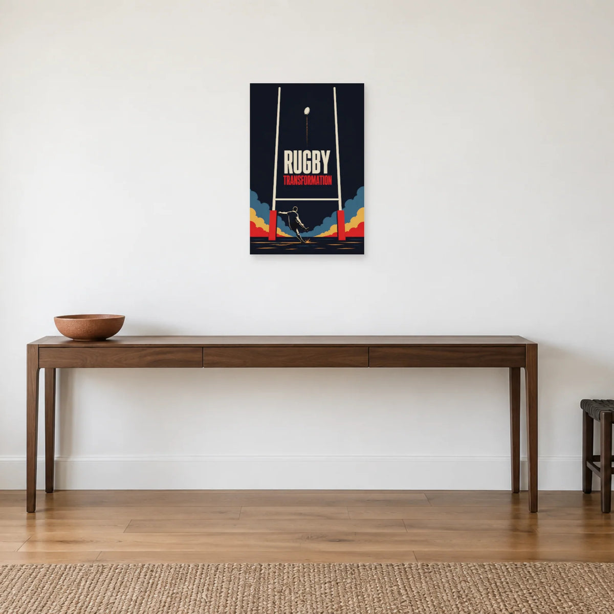 Affiche Rugby – Transformation dans une entrée ou un couloir - Art Virtuoso