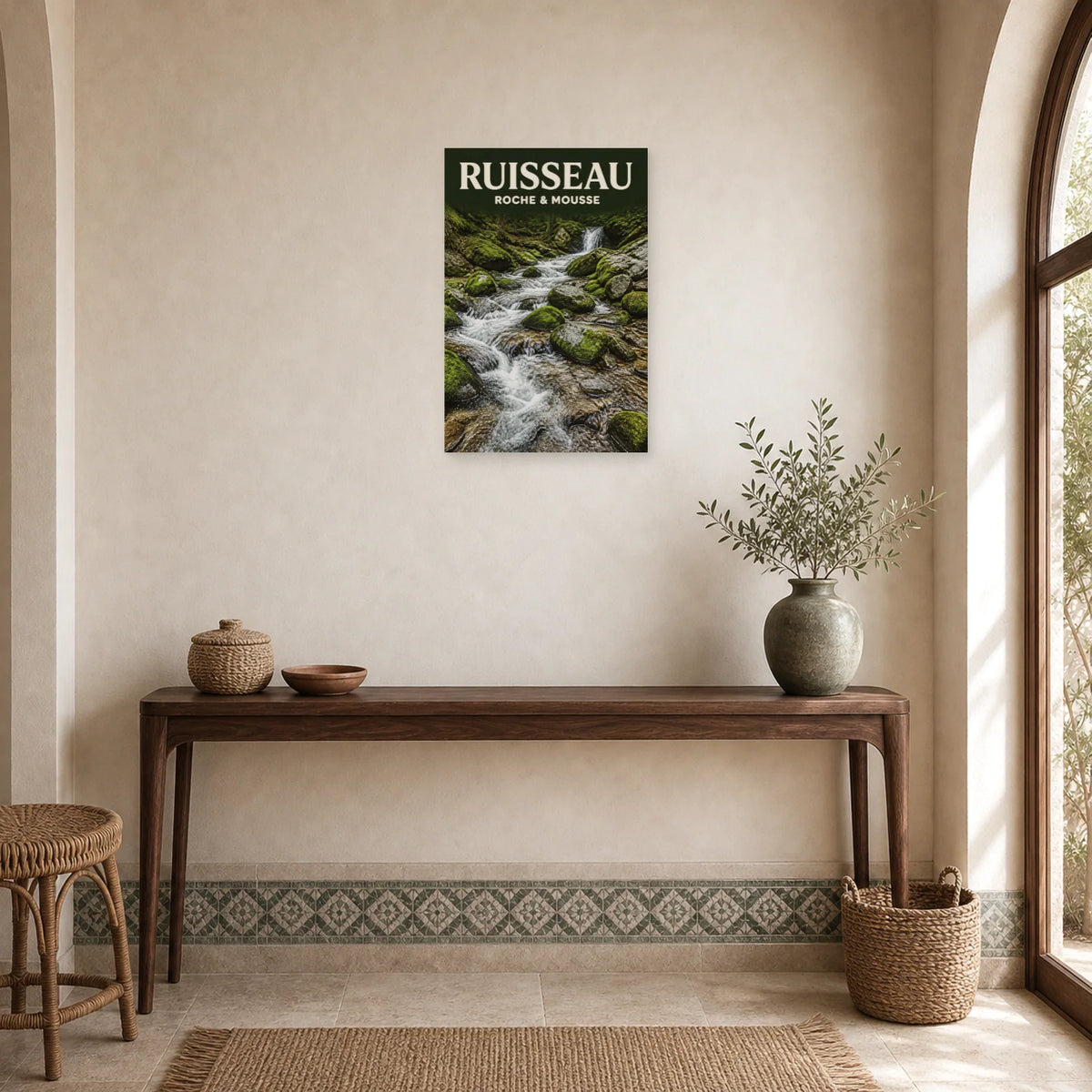 Affiche Ruisseau – Roche & Mousse dans une entrée ou un couloir - Art Virtuoso