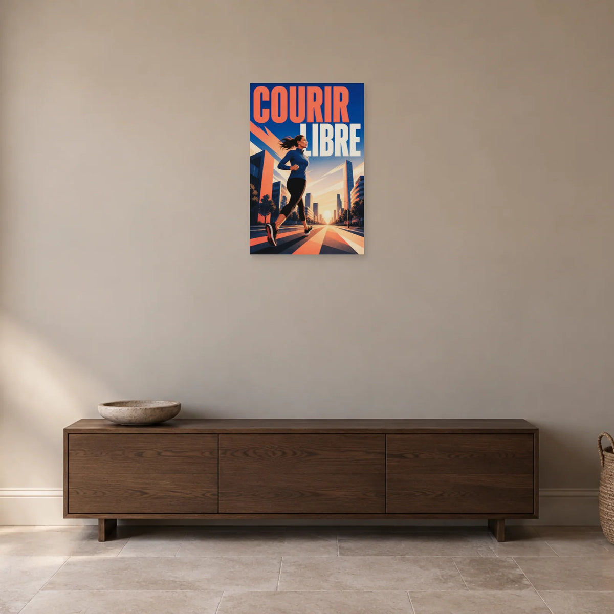 Affiche Running – Courir libre dans une entrée ou un couloir - Art Virtuoso