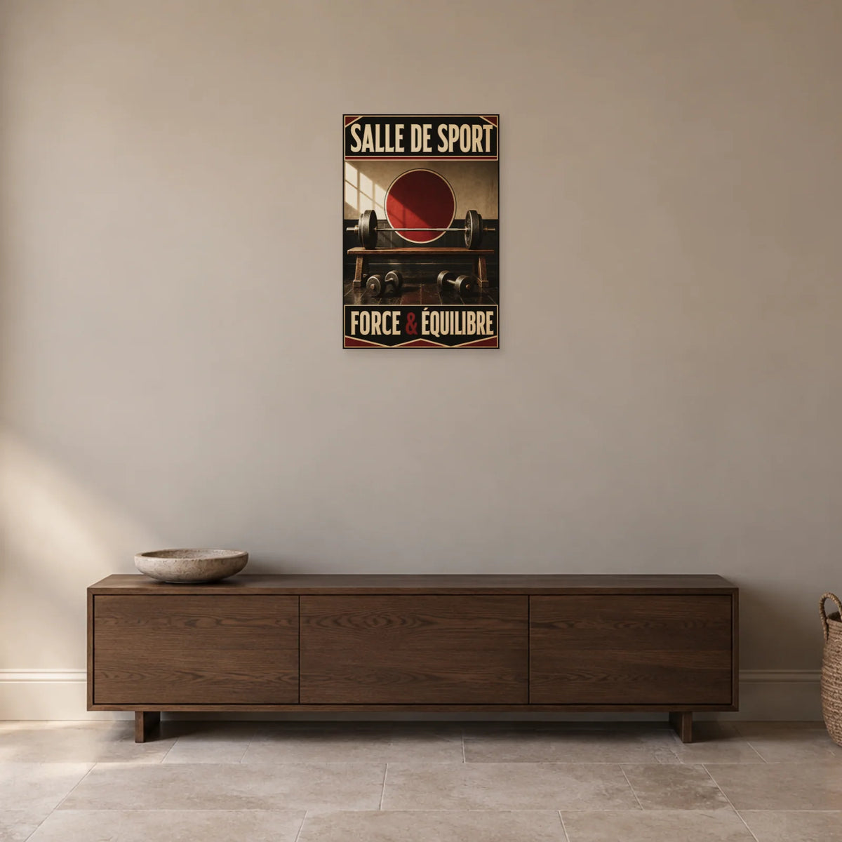 Affiche Salle de sport – Force et équilibre dans une entrée ou un couloir - Art Virtuoso
