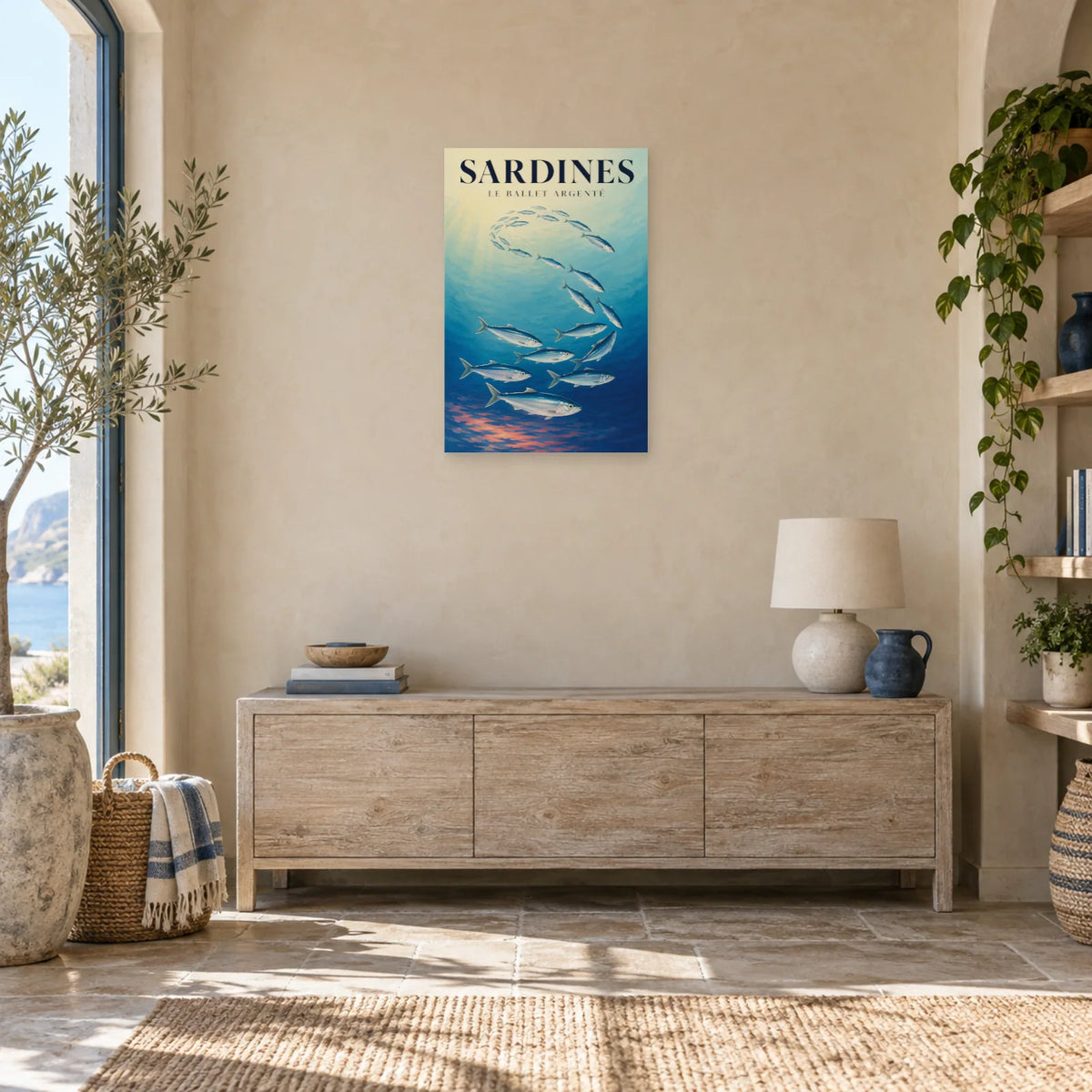 Affiche Sardines - Le ballet argenté dans une entrée ou un couloir - Art Virtuoso