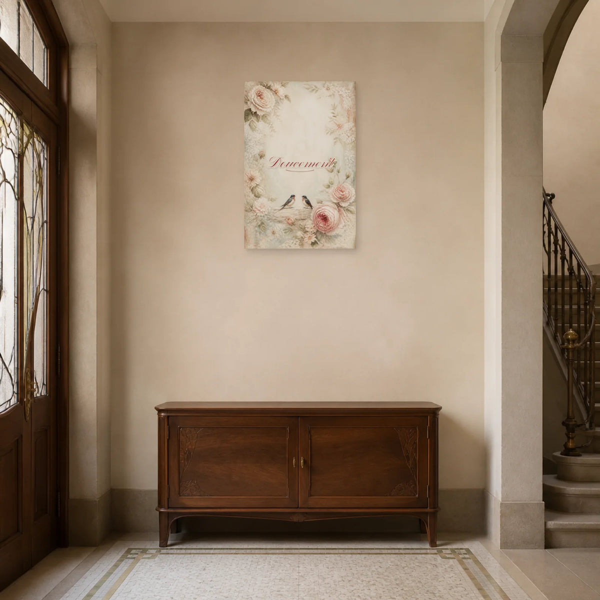 Affiche Doucement - Romance shabby dans une entrée ou un couloir - Art Virtuoso