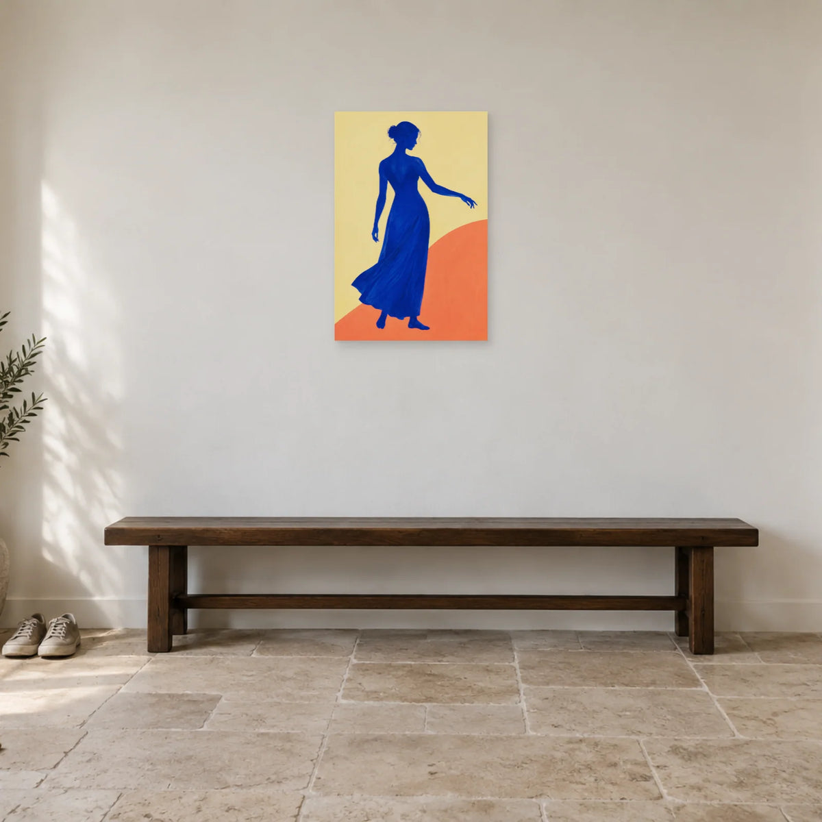 Affiche Silhouette bleue, l’élan libre dans une entrée ou un couloir - Art Virtuoso