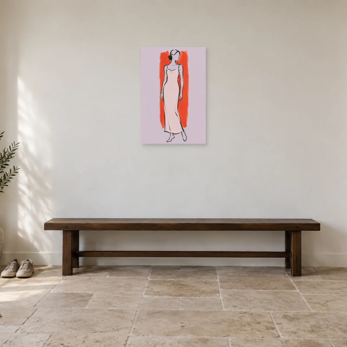 Affiche Silhouette au trait, équilibre calme dans une entrée ou un couloir - Art Virtuoso