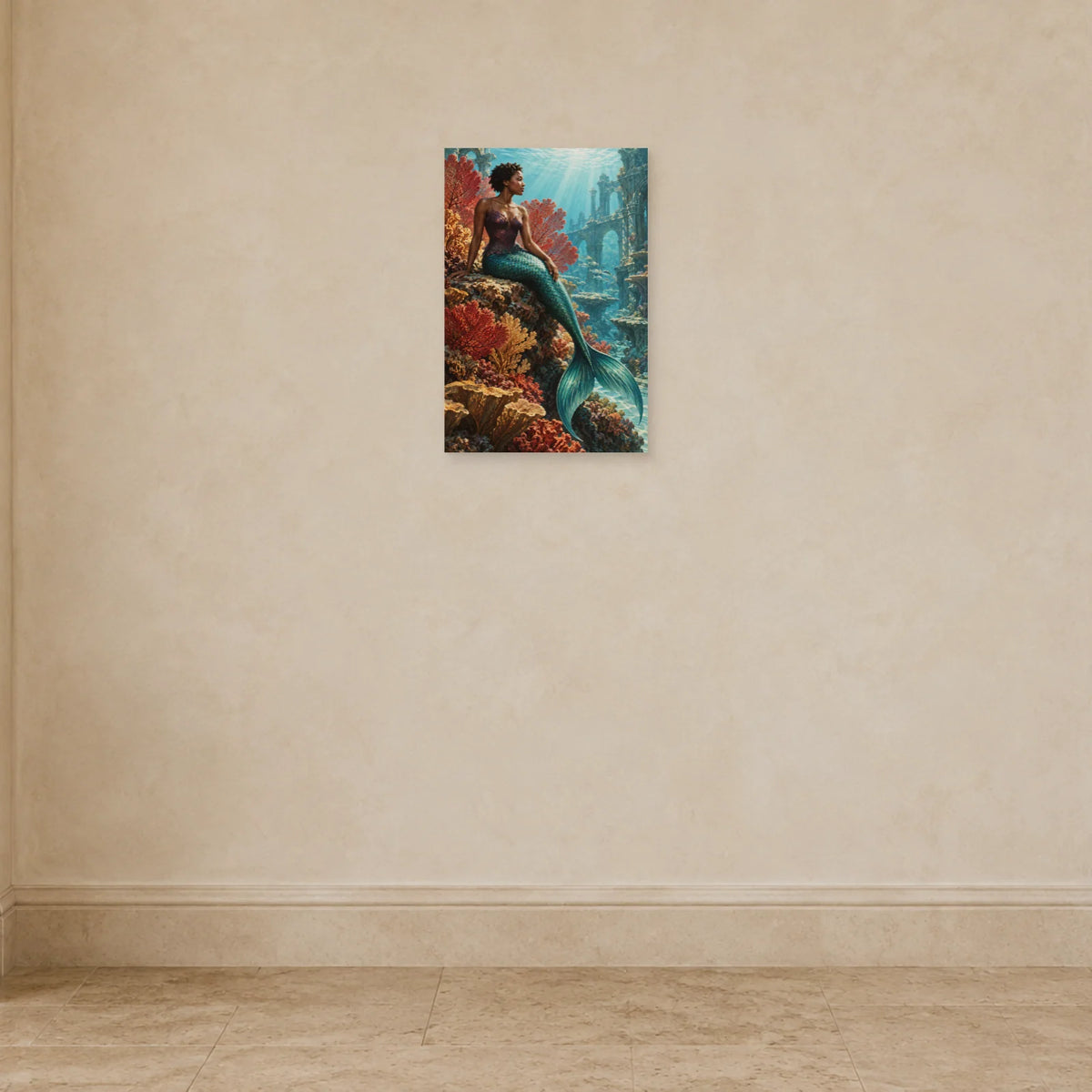 Affiche sirène au jardin de corail dans une entrée ou un couloir - Art Virtuoso