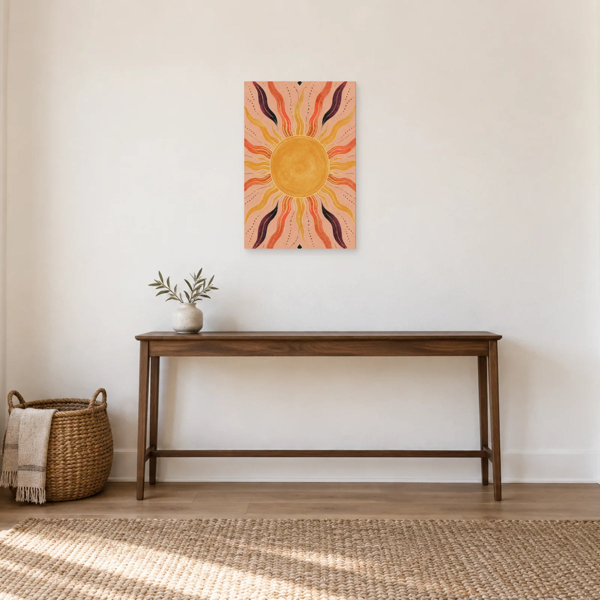Affiche Soleil bohème chic dans une entrée ou un couloir - Art Virtuoso