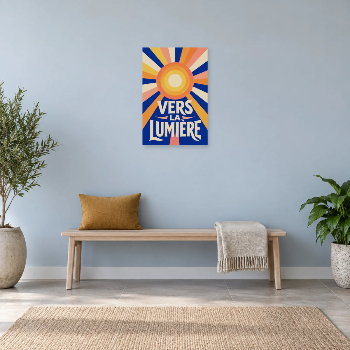 Affiche soleil – Vers la lumière dans une entrée ou un couloir - Art Virtuoso