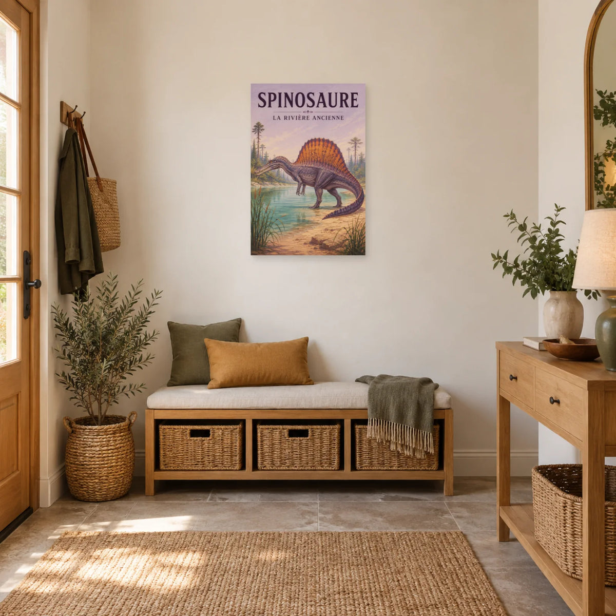 Affiche Spinosaure - La rivière ancienne dans une entrée ou un couloir - Art Virtuoso