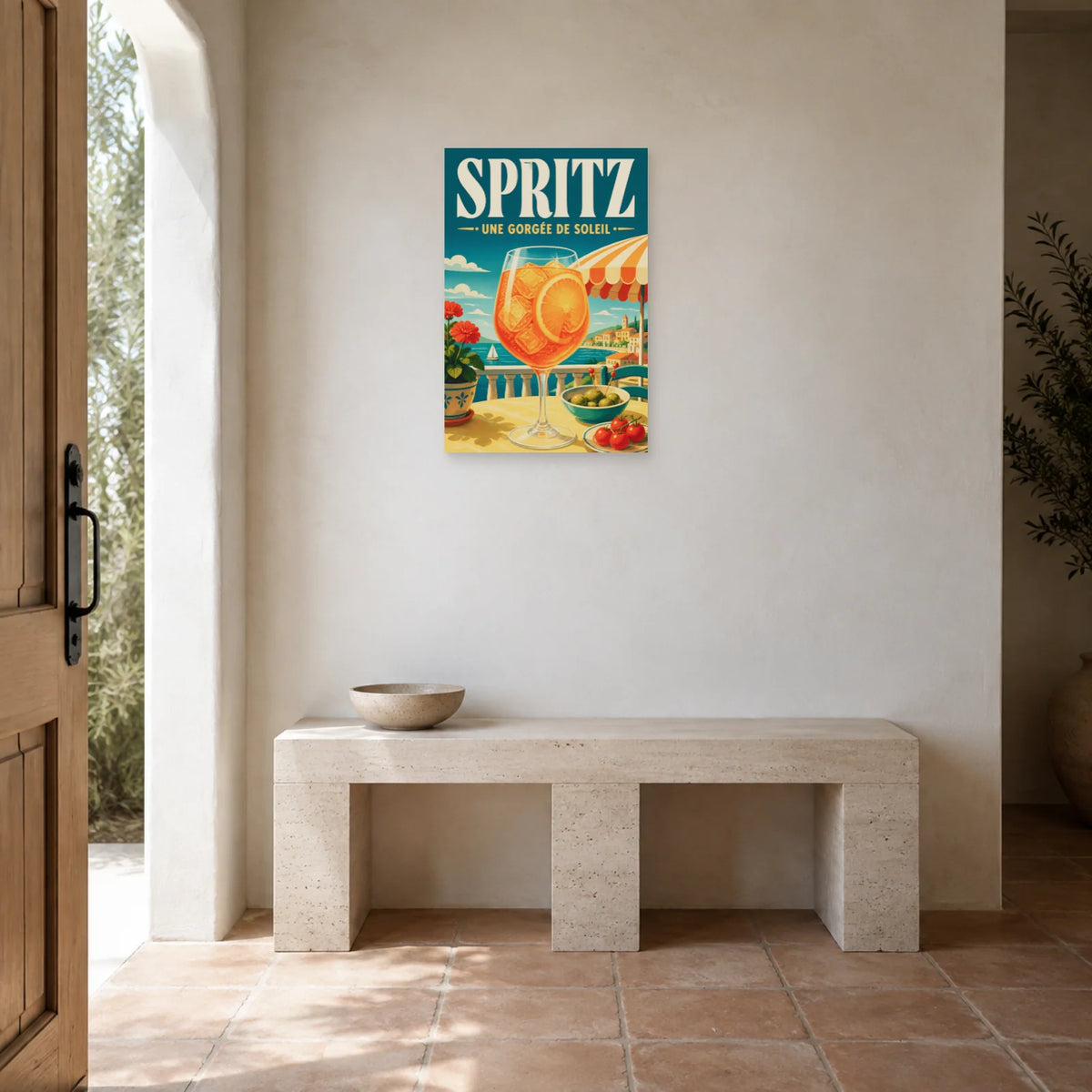 Affiche Spritz, une gorgée de soleil dans une entrée ou un couloir - Art Virtuoso