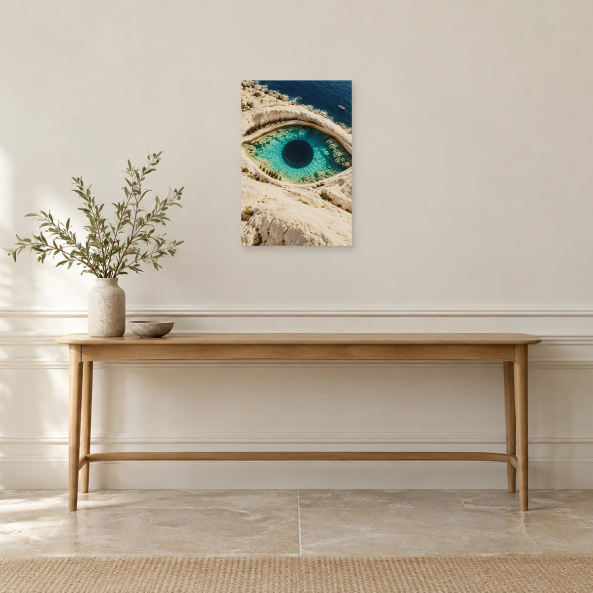 Affiche surréaliste œil océan dans une entrée ou un couloir - Art Virtuoso