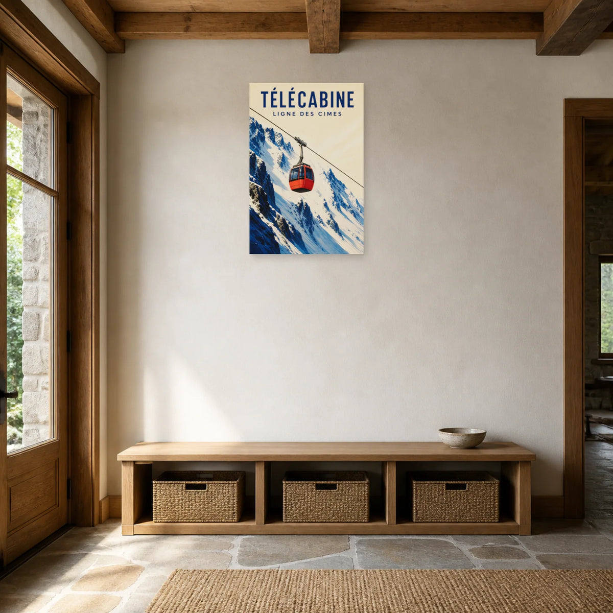 Affiche Télécabine – Ligne des cimes dans une entrée ou un couloir - Art Virtuoso