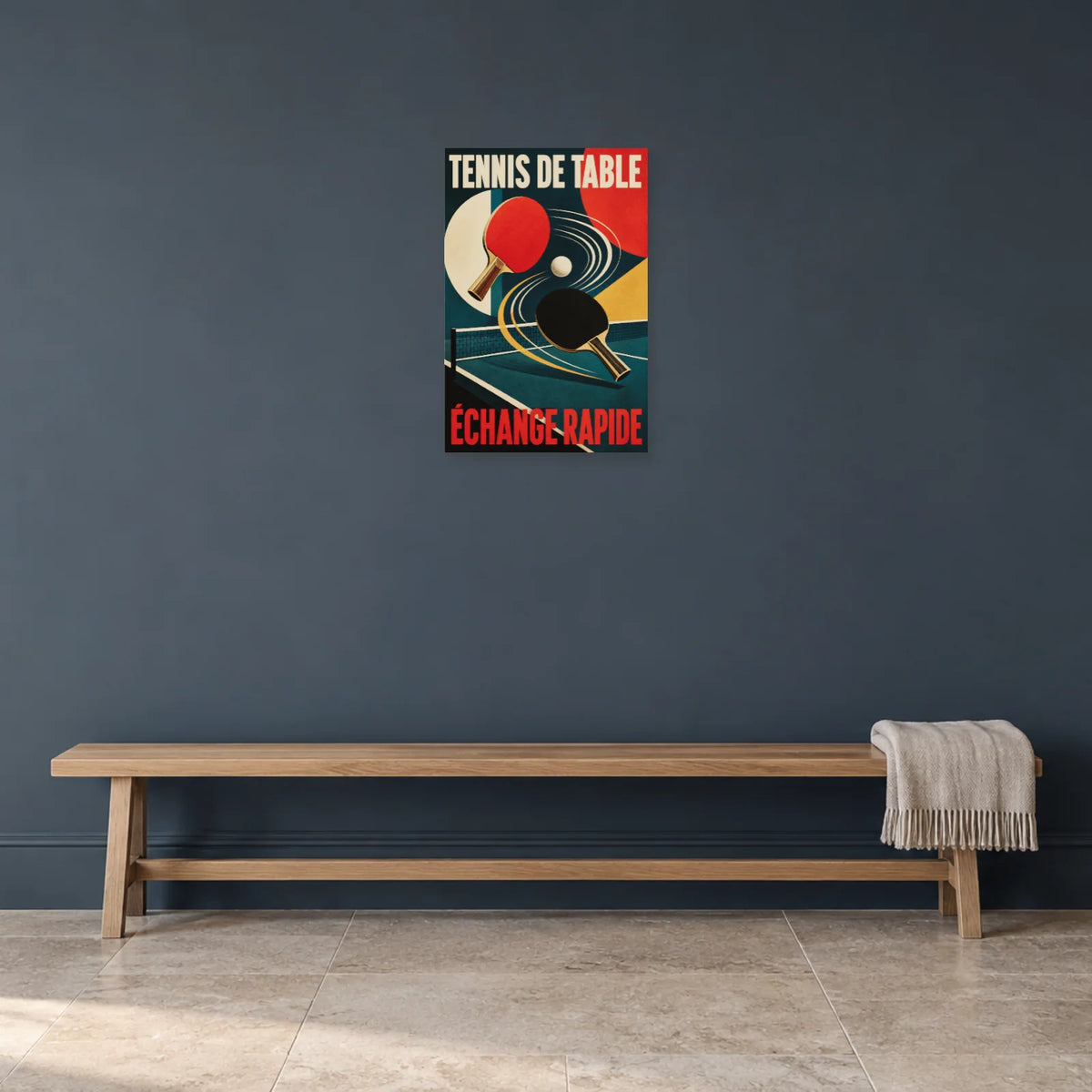 Affiche Tennis de table – Échange rapide dans une entrée ou un couloir - Art Virtuoso