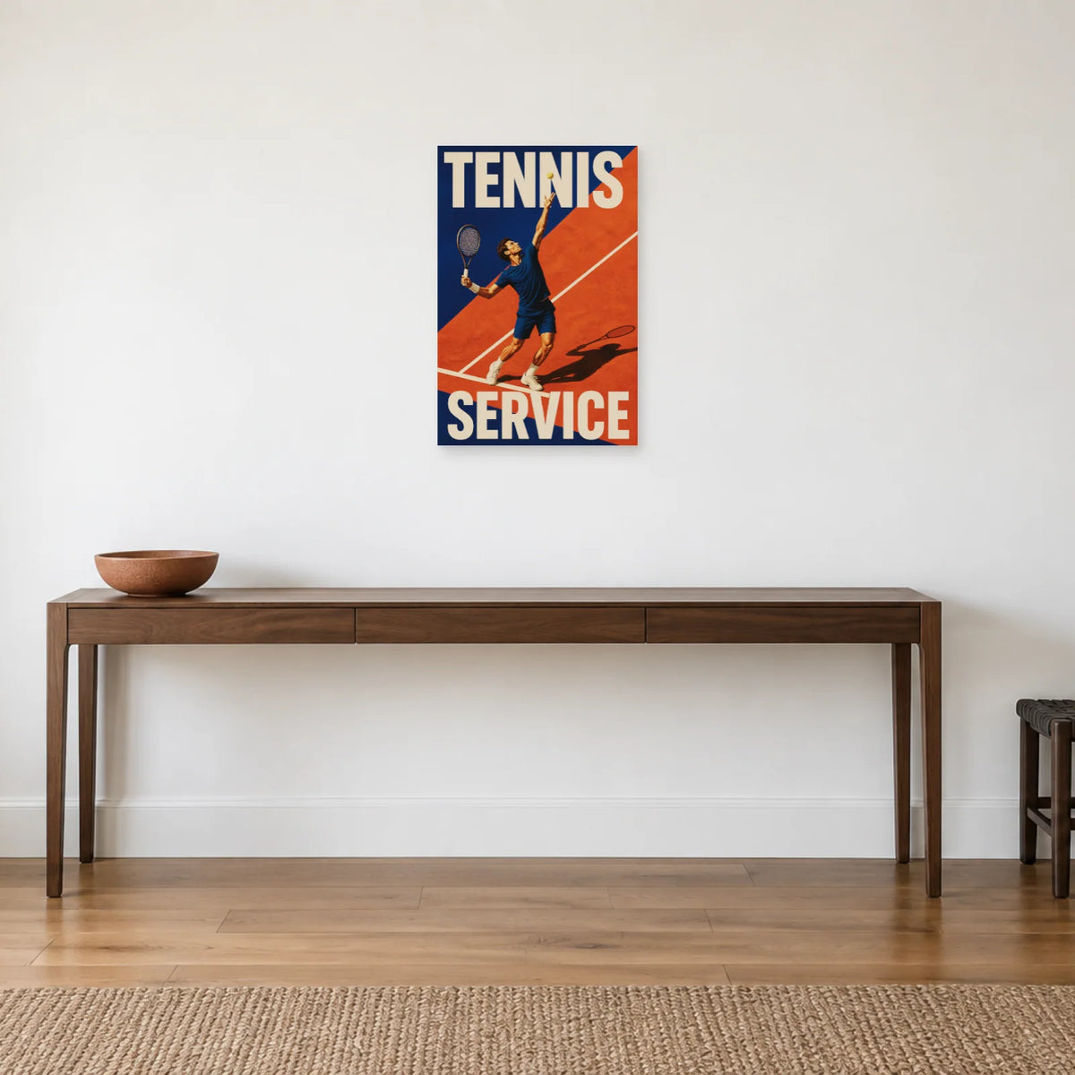 Affiche Tennis – Service dans une entrée ou un couloir - Art Virtuoso