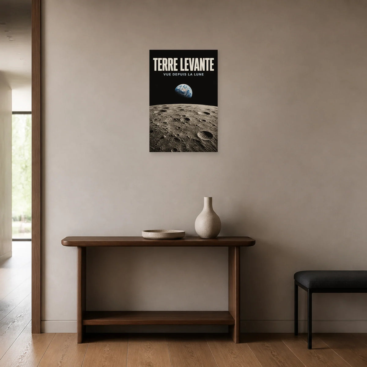 Affiche Terre Levante – Vue depuis la Lune dans une entrée ou un couloir - Art Virtuoso