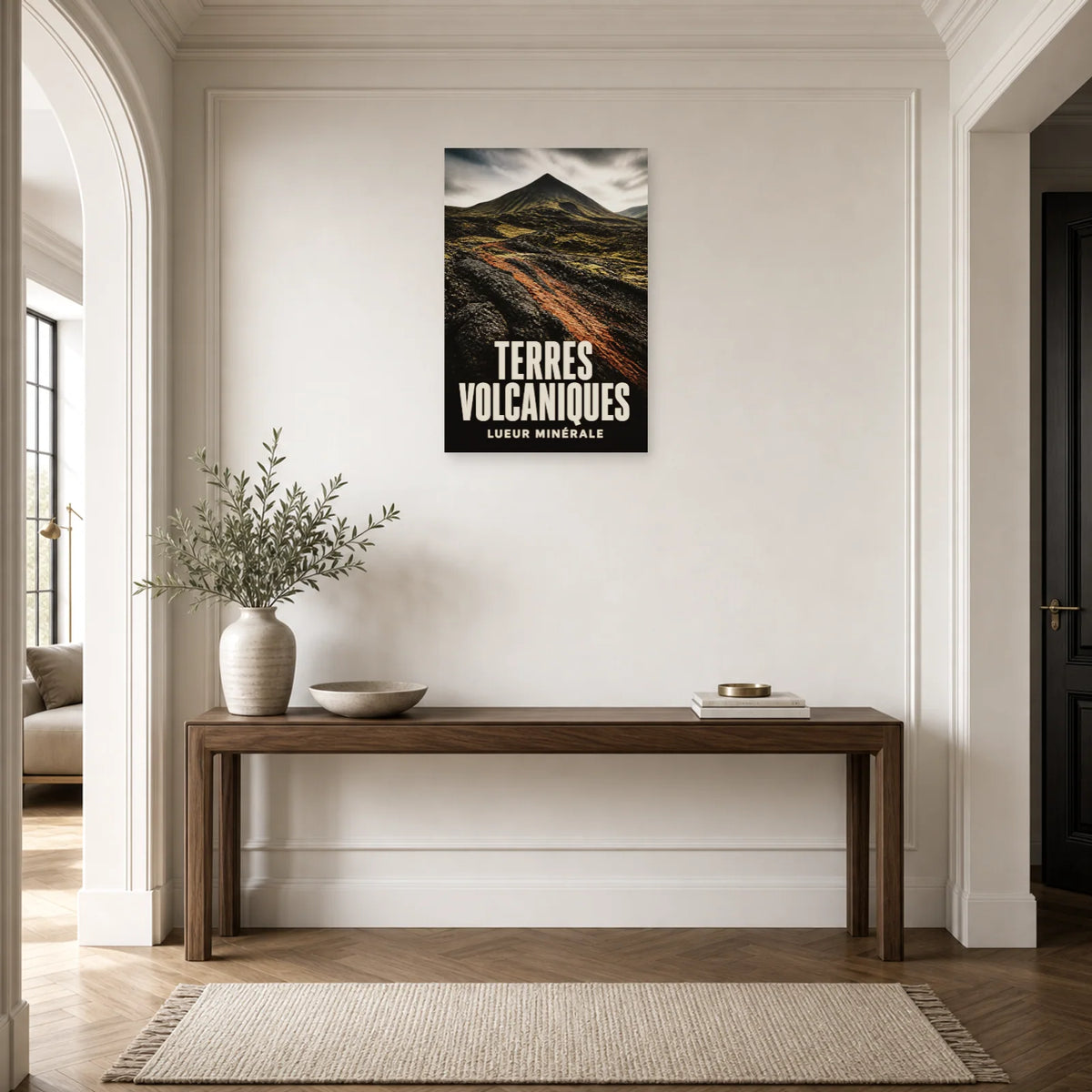 Affiche Terres volcaniques - Lueur minérale dans une entrée ou un couloir - Art Virtuoso