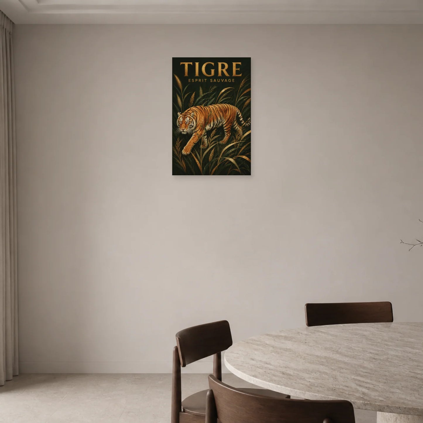 Affiche Tigre – Esprit Sauvage dans une entrée ou un couloir - Art Virtuoso