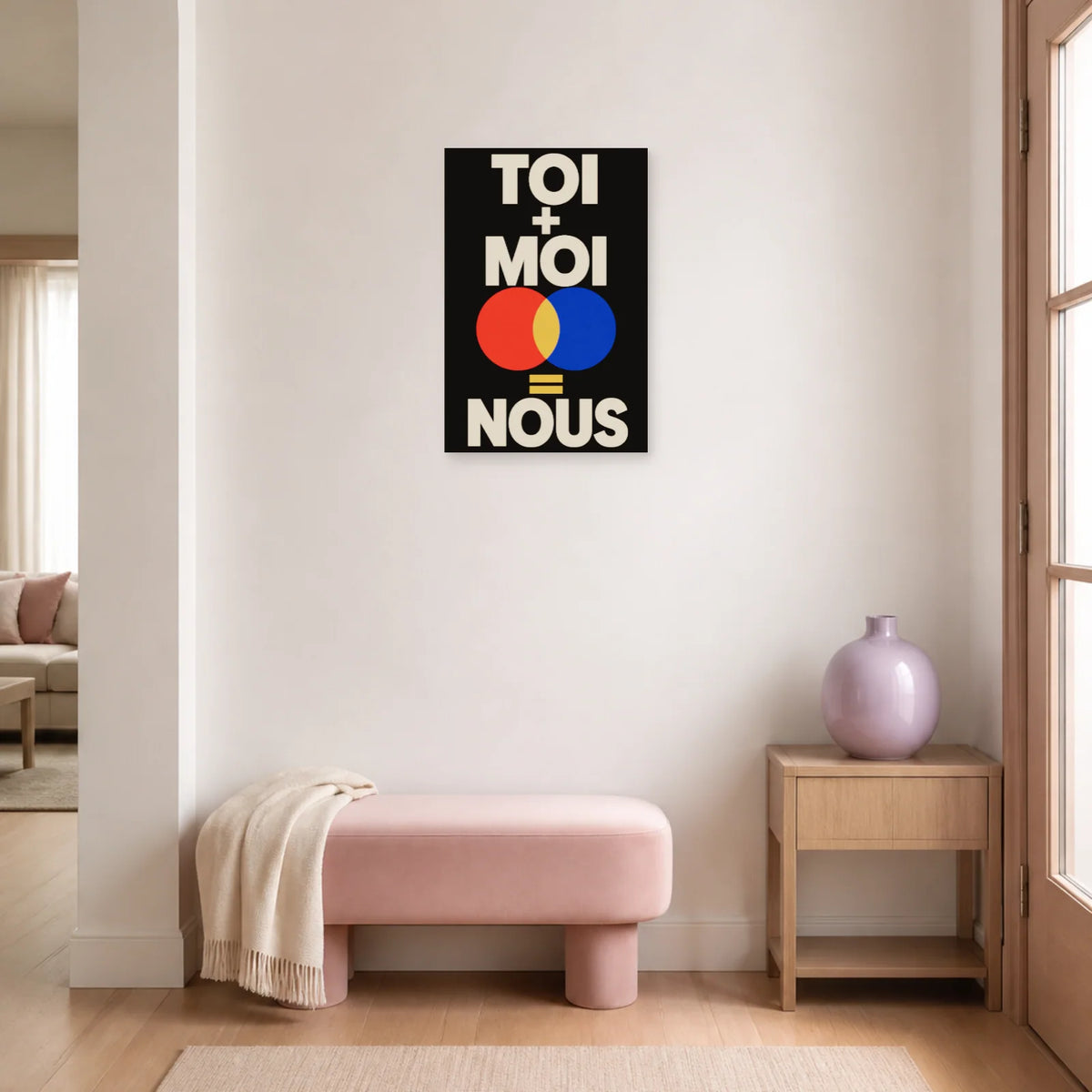 Affiche Toi + moi = nous – Équation colorée dans une entrée ou un couloir - Art Virtuoso