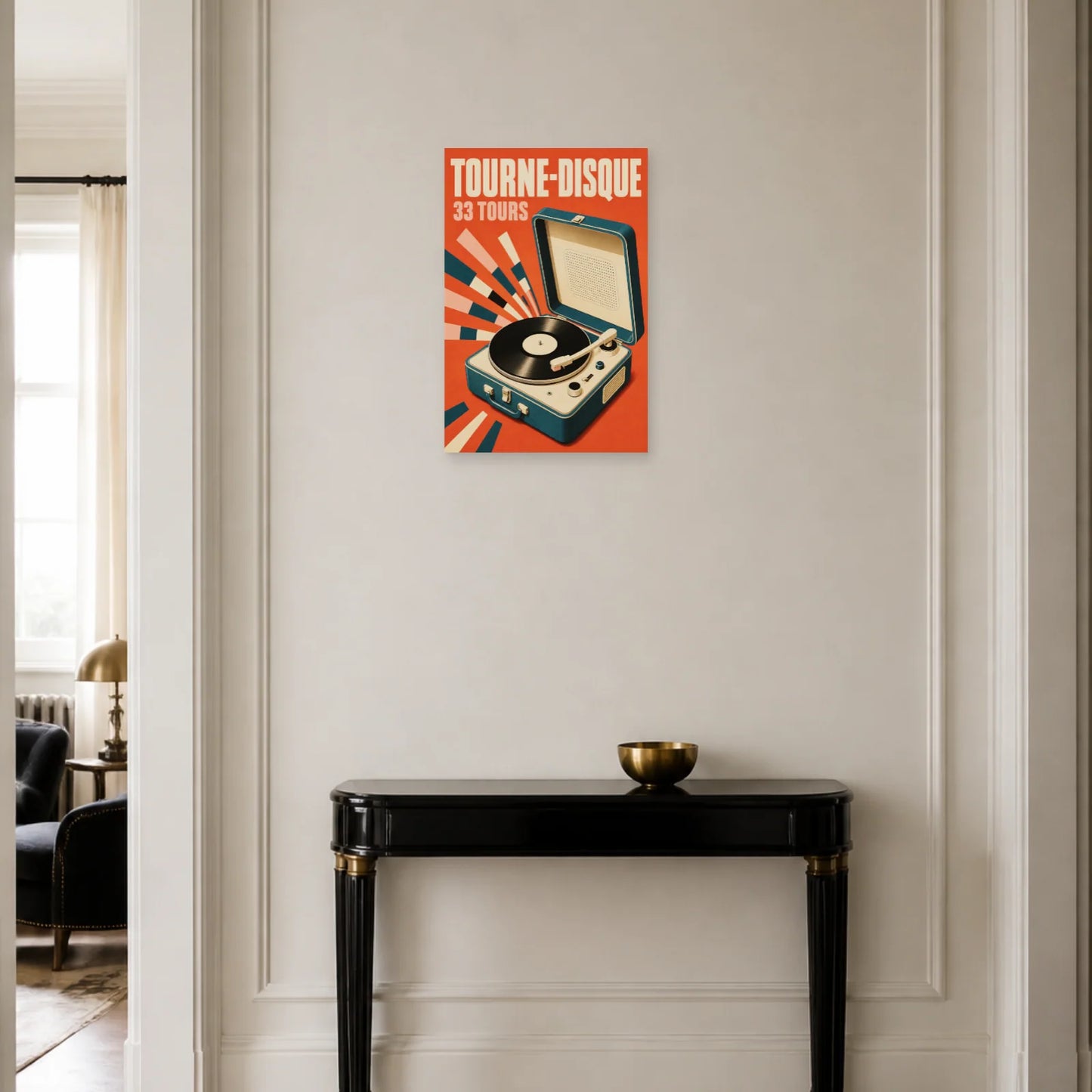 Affiche Tourne-Disque – 33 Tours dans une entrée ou un couloir - Art Virtuoso
