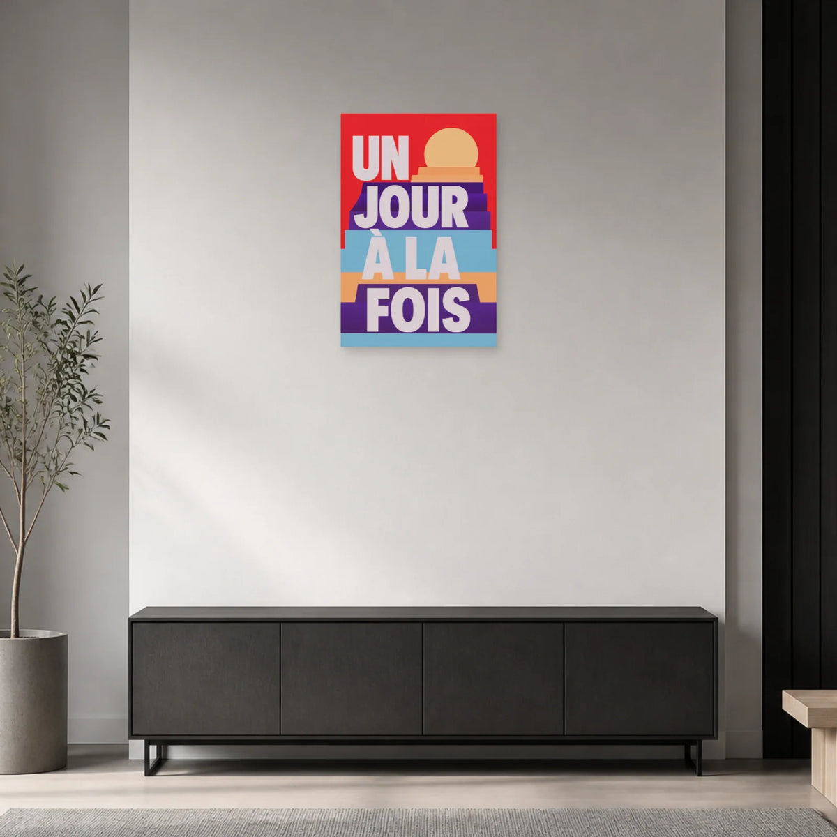 Affiche Un jour à la fois – Lever en gradins dans une entrée ou un couloir - Art Virtuoso