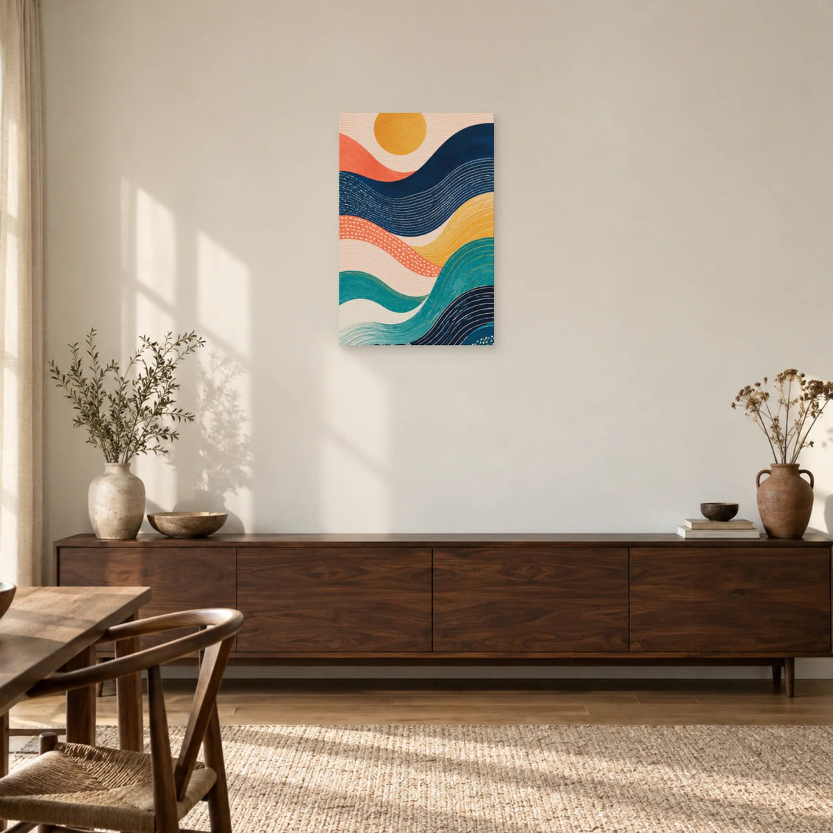 Affiche Vagues organiques bohèmes dans une entrée ou un couloir - Art Virtuoso