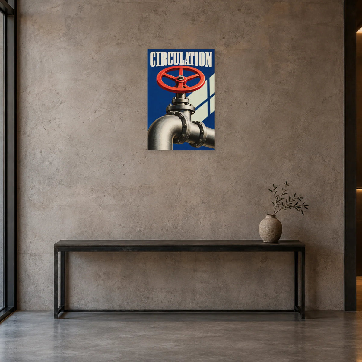 Affiche Vanne rouge - Circulation dans une entrée ou un couloir - Art Virtuoso