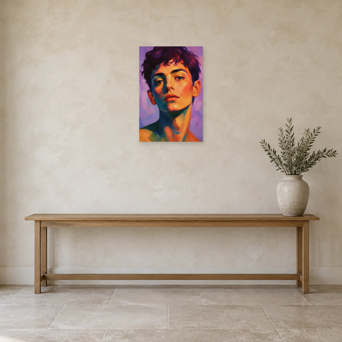 Affiche Visage fauve, la lumière intérieure dans une entrée ou un couloir - Art Virtuoso