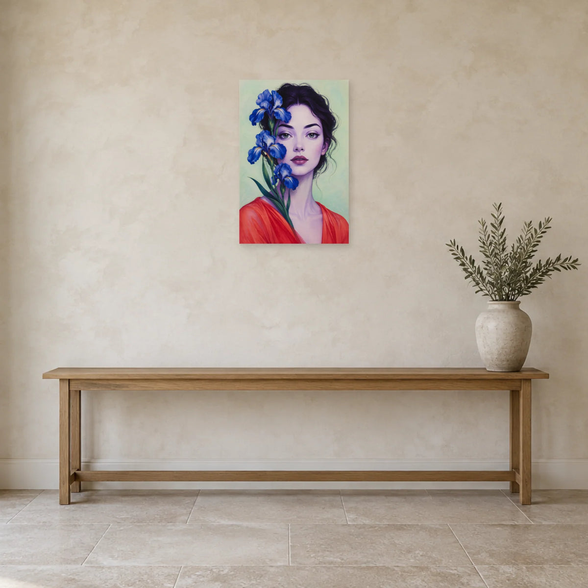 Affiche Visage et iris, jardin intérieur dans une entrée ou un couloir - Art Virtuoso