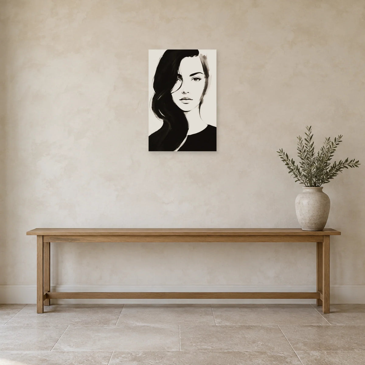 Affiche Visage au pinceau, l’évidence dans une entrée ou un couloir - Art Virtuoso