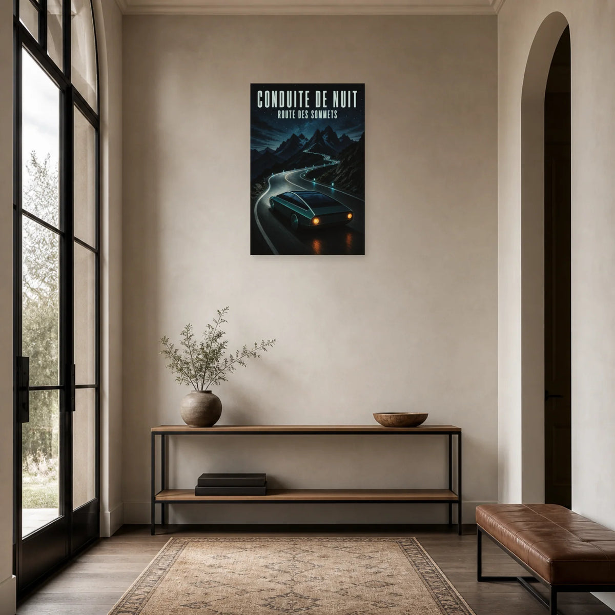Affiche Voiture de nuit – Route des sommets dans une entrée ou un couloir - Art Virtuoso