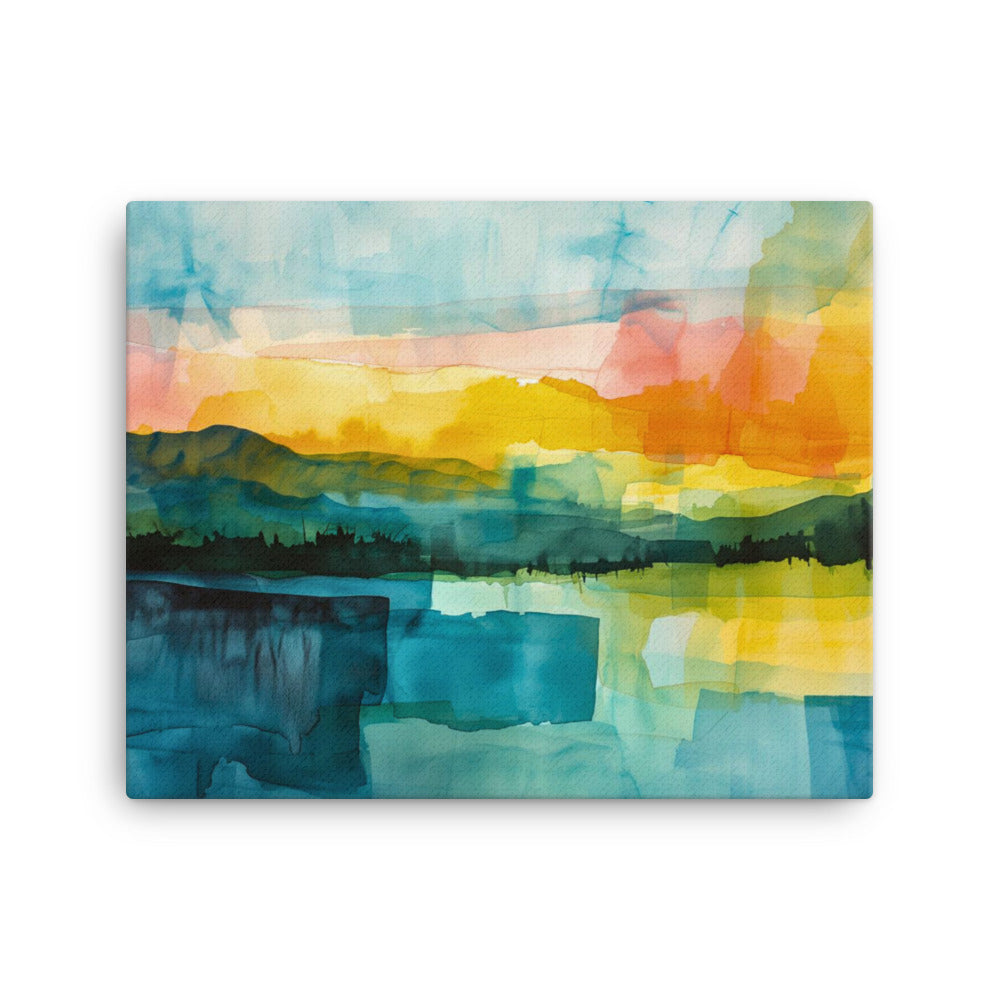 Aquarelle Abstraite Paysage - Horizon Ensoleillé Art Virtuoso M