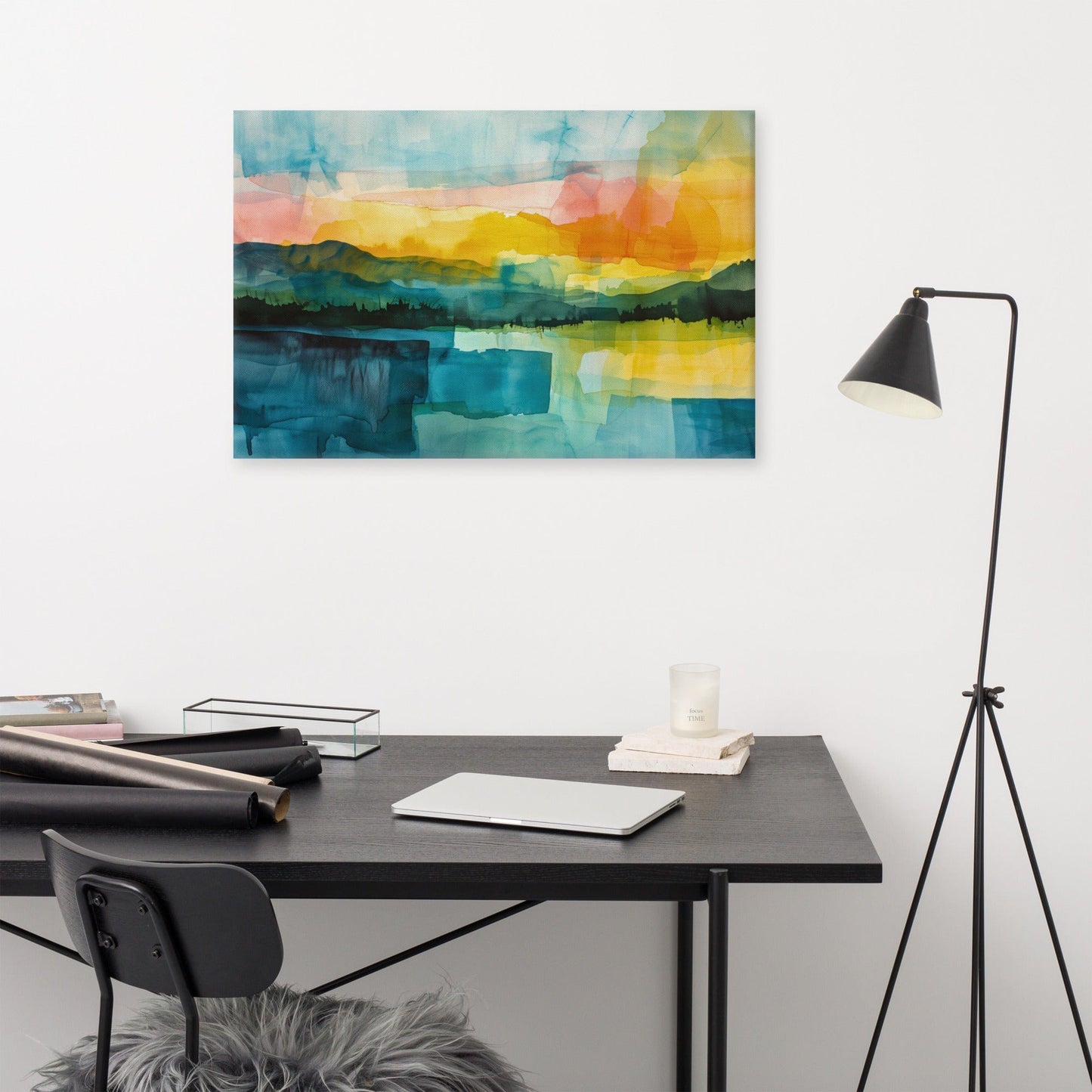 Aquarelle Abstraite Paysage - Horizon Ensoleillé Art Virtuoso
