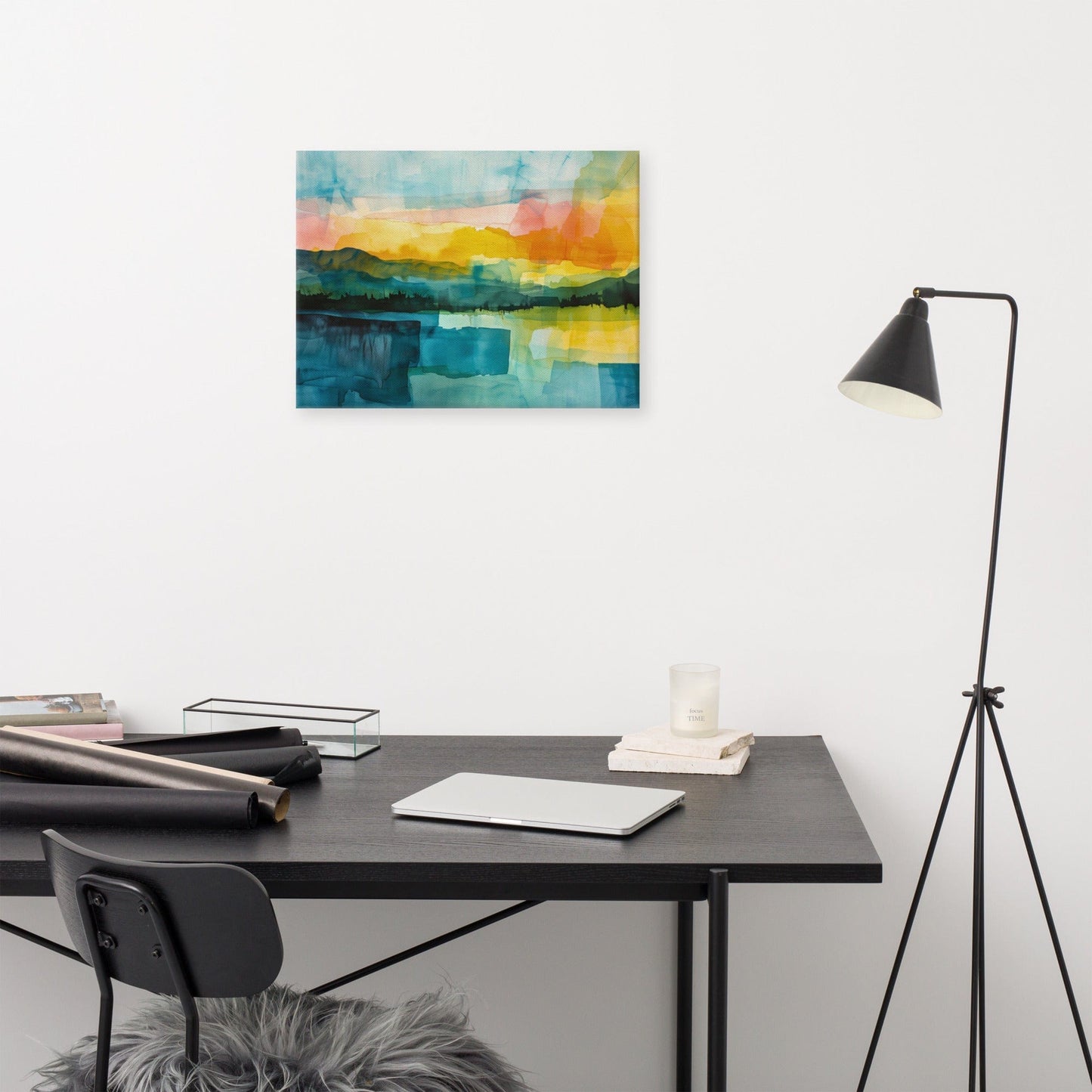 Aquarelle Abstraite Paysage - Horizon Ensoleillé Art Virtuoso