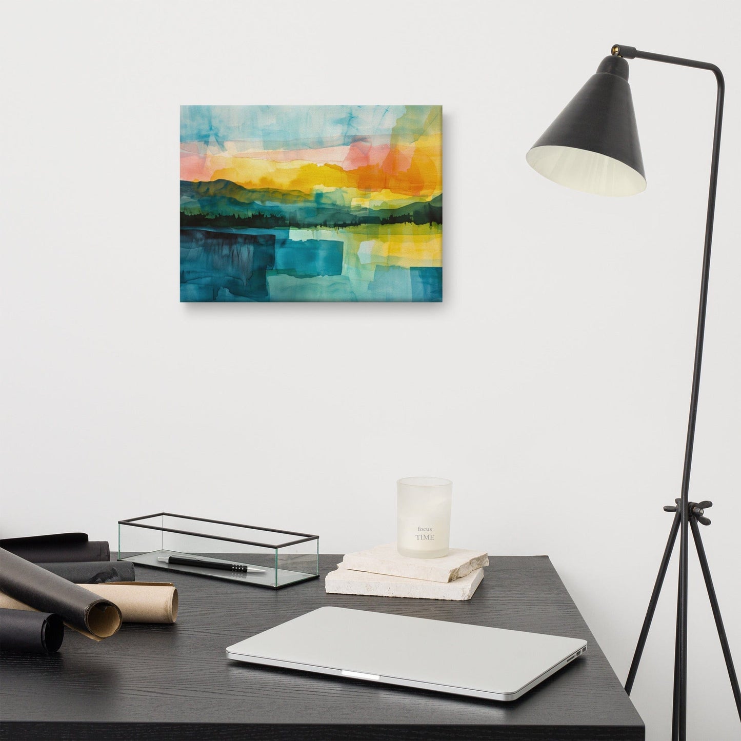 Aquarelle Abstraite Paysage - Horizon Ensoleillé Art Virtuoso