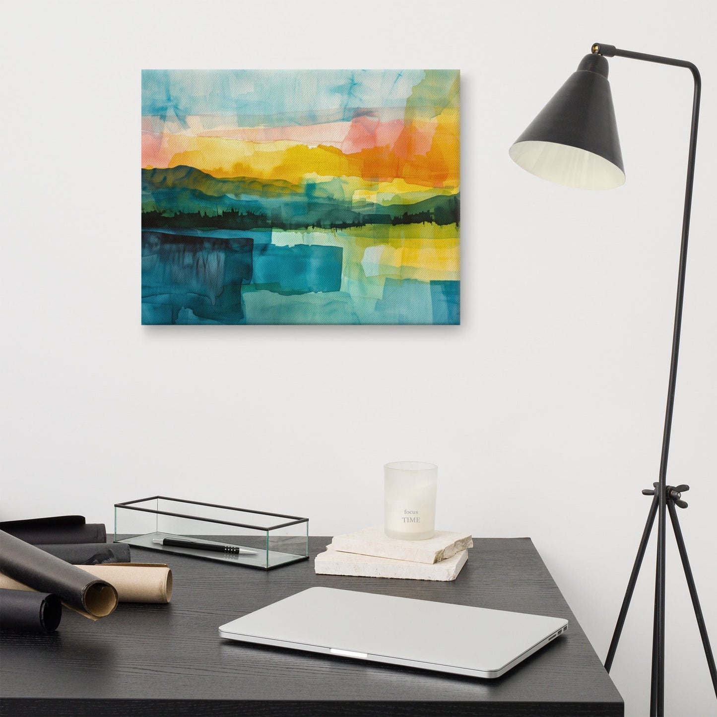 Aquarelle Abstraite Paysage - Horizon Ensoleillé Art Virtuoso