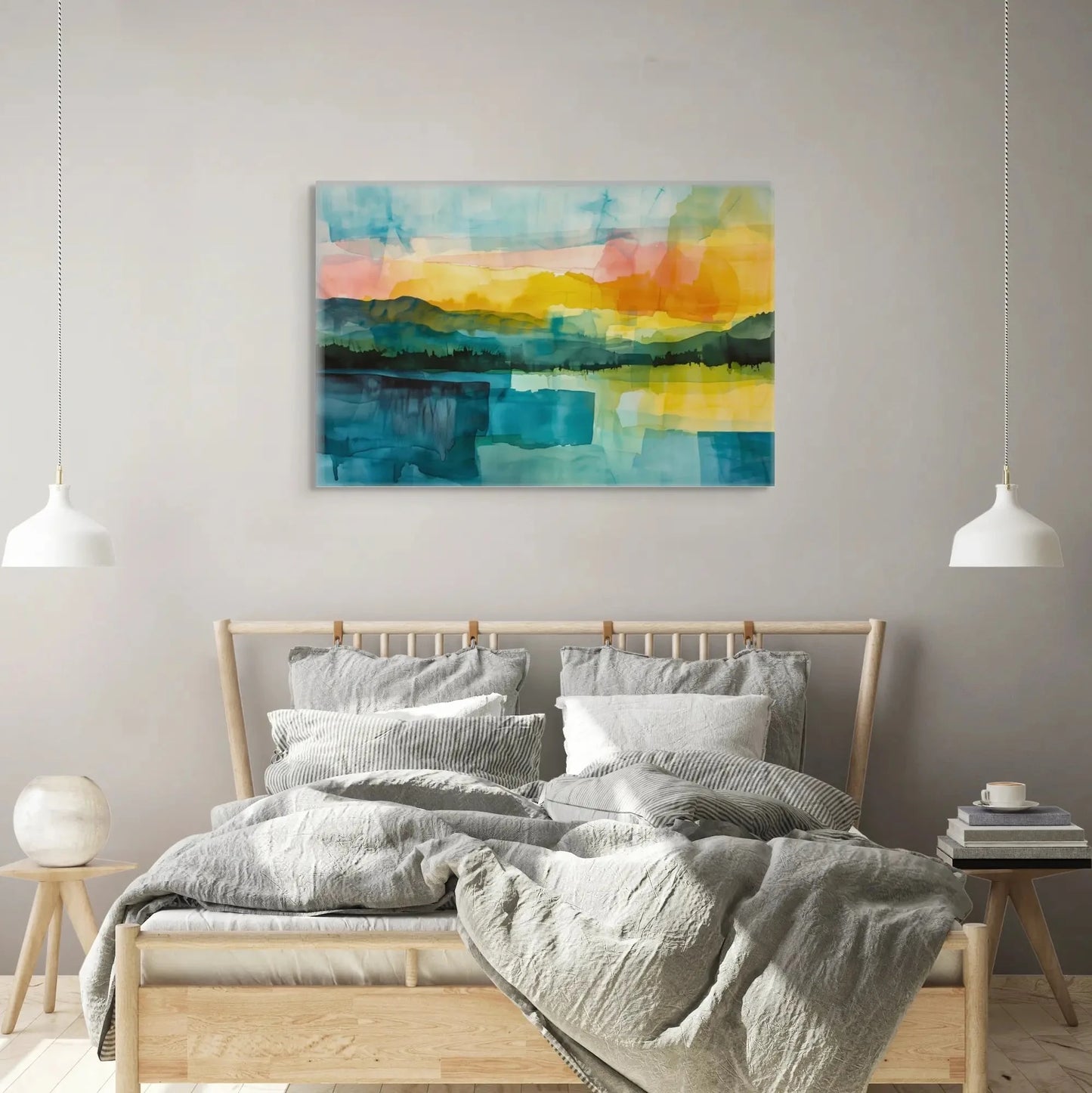 Aquarelle Abstraite Paysage - Horizon Ensoleillé Art Virtuoso