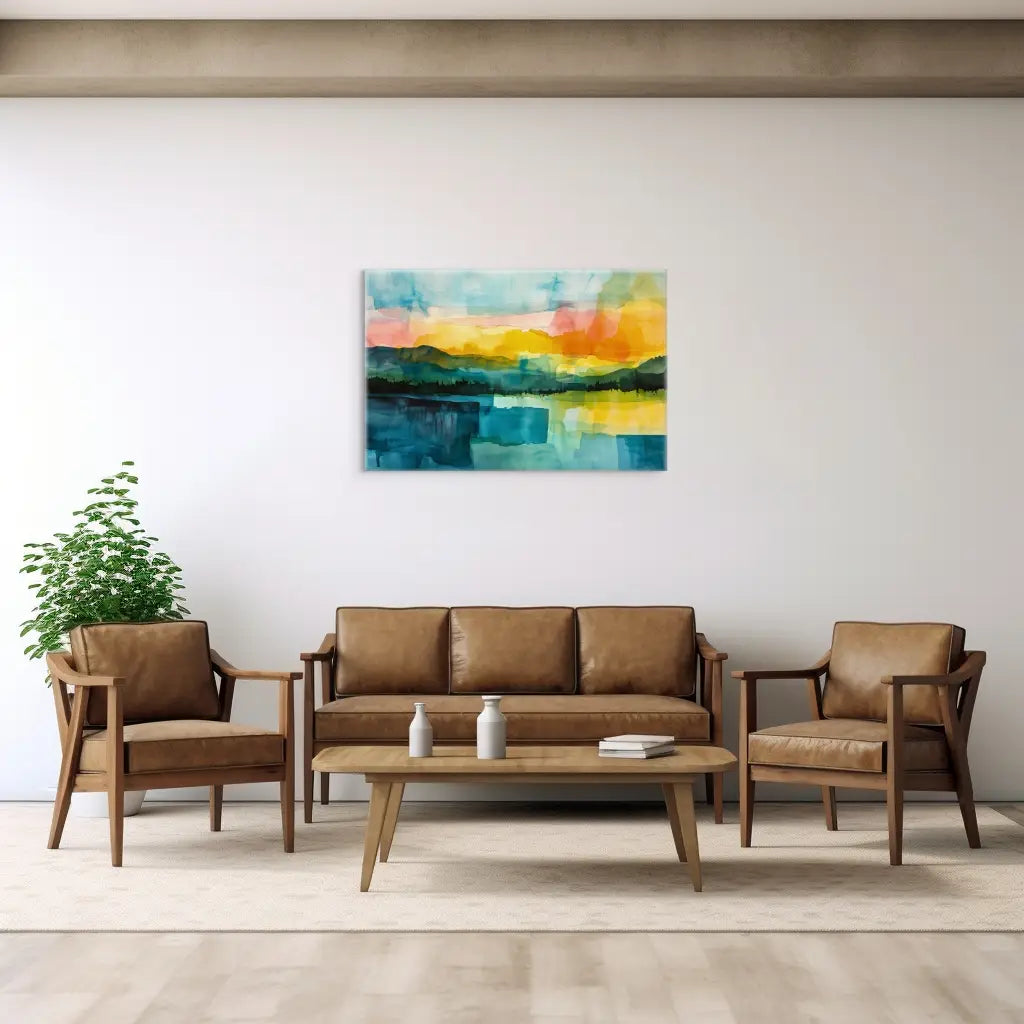 Aquarelle Abstraite Paysage - Horizon Ensoleillé Art Virtuoso
