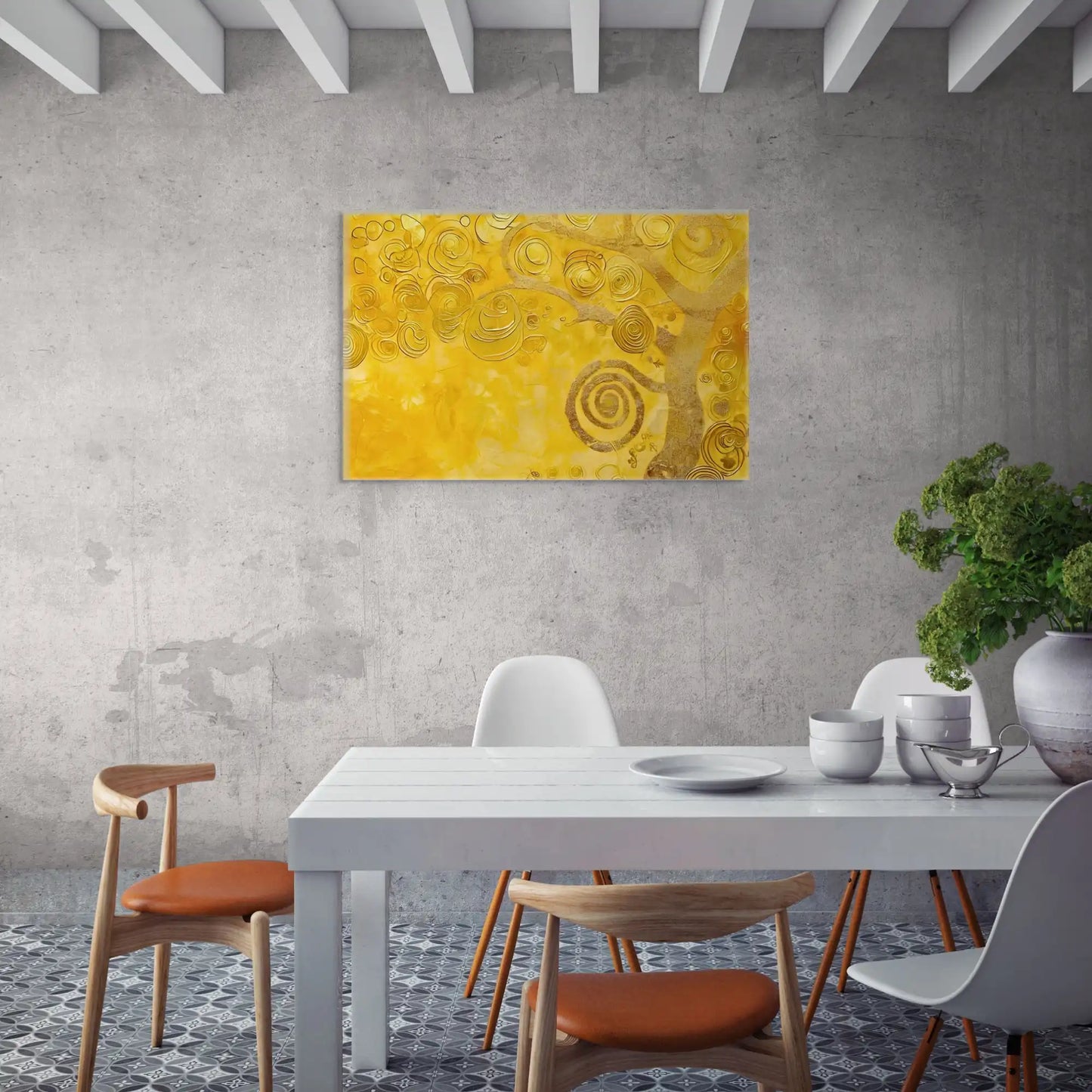 Tableau Arbre - Peinture Abstraite Dorée Art Virtuoso